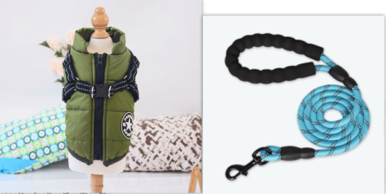 Waterproof Dog Clothes Winter Dog Coat With Harness Warm Pet Clothing Big Dog Jacket Chihuahua Labrador Coat Costume (Option: Army Green-XS)