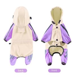 Big Dog Raincoat Cape-style Reflective Stripe Pet (Option: Color Matching Purple-XXL)