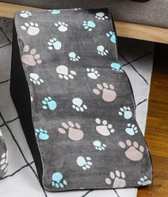 Pet Step Dog Ladder Bed Non-slip Stairs Removable And Washable Kitten Small Dog Bedside Sofa Pet Supplies (Option: Gray Paw Print-58x31x28 Third Order)