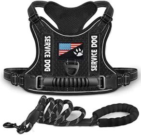 Shock Absorption Comfortable Night Vision Reflective Pet Harness Dog Vest Traction Chest Strap (Option: Black With Rope-XS)