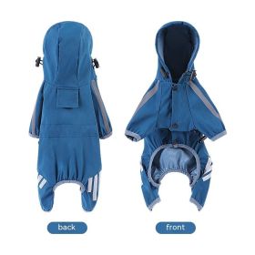Big Dog Raincoat Cape-style Reflective Stripe Pet (Option: Blue-XL)