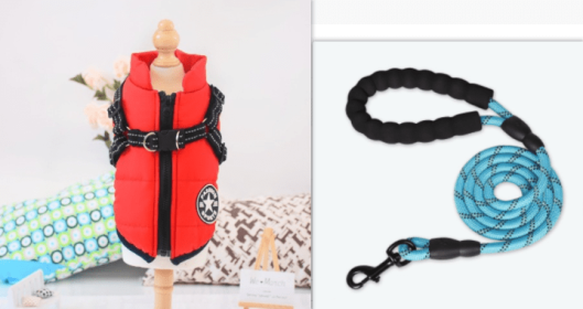 Waterproof Dog Clothes Winter Dog Coat With Harness Warm Pet Clothing Big Dog Jacket Chihuahua Labrador Coat Costume (Option: Red-XS)