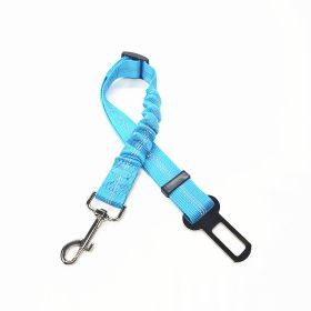 Pet Car Reflective Elastic Seat Belt Dog Car Buffer Dog Leash (Option: Sky Blue-74cm)