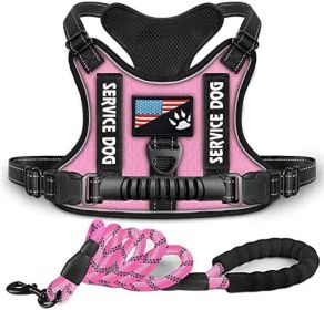Shock Absorption Comfortable Night Vision Reflective Pet Harness Dog Vest Traction Chest Strap (Option: Pink With Rope-S)