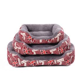 Pet Cushion Mat Square Four Seasons Universal Winter Fleece-lined Warm Dogs And Cats (Option: Beige Red-XL)