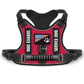 Shock Absorption Comfortable Night Vision Reflective Pet Harness Dog Vest Traction Chest Strap (Option: Red-M)